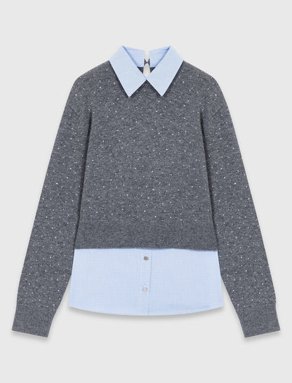 Sweater with removable collar and layer | Maje