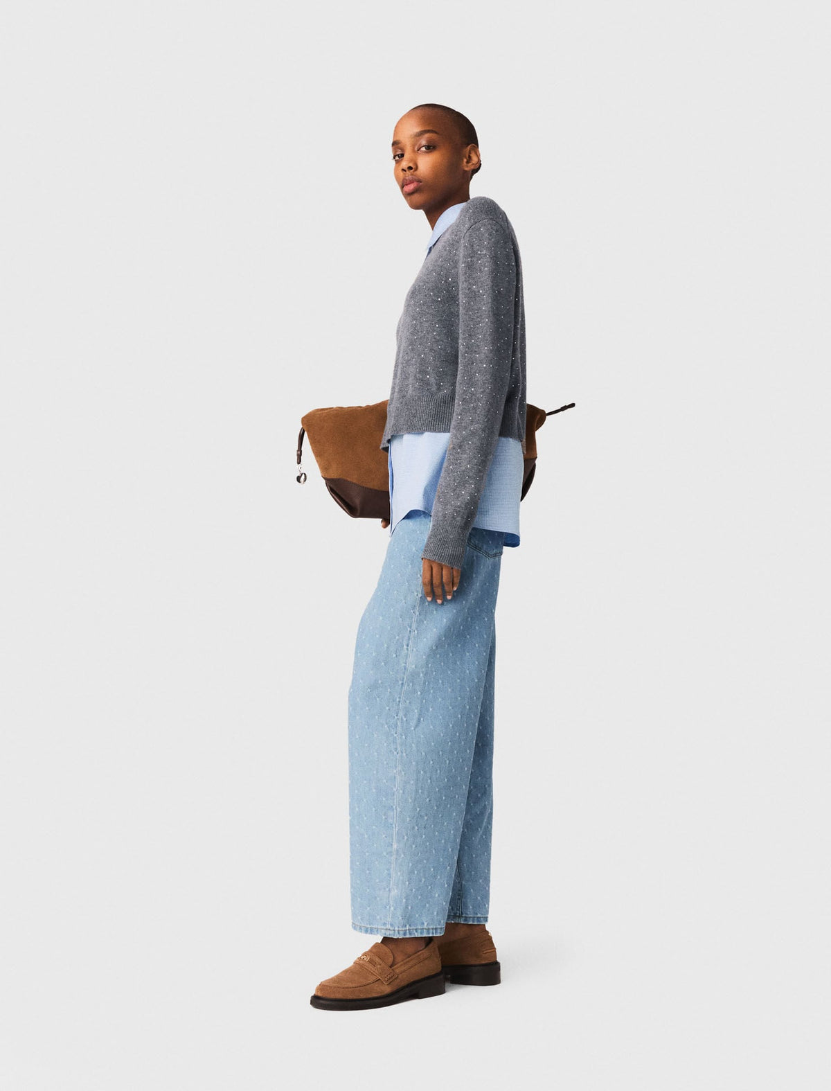 Sweater with removable collar and layer | Maje