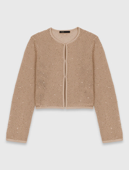 Rhinestone knit cardigan | Maje