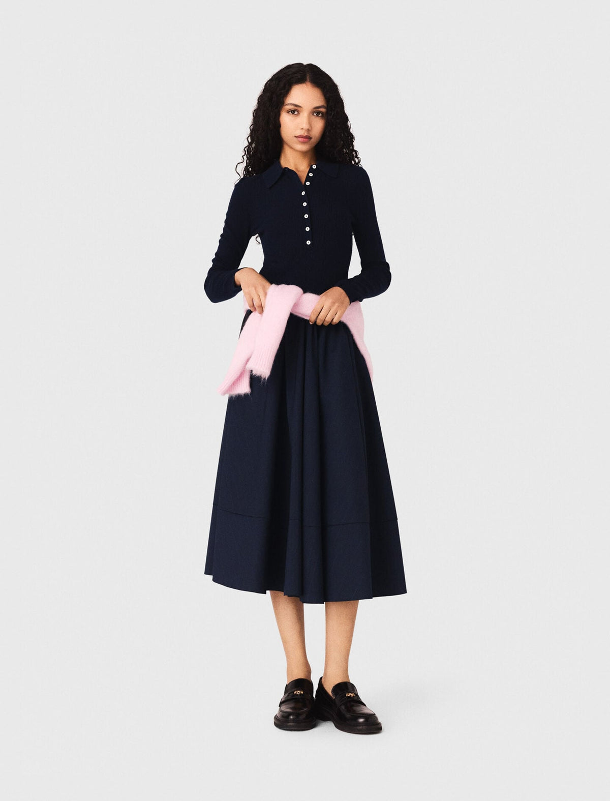 Polo collar ribbed sweater | Maje