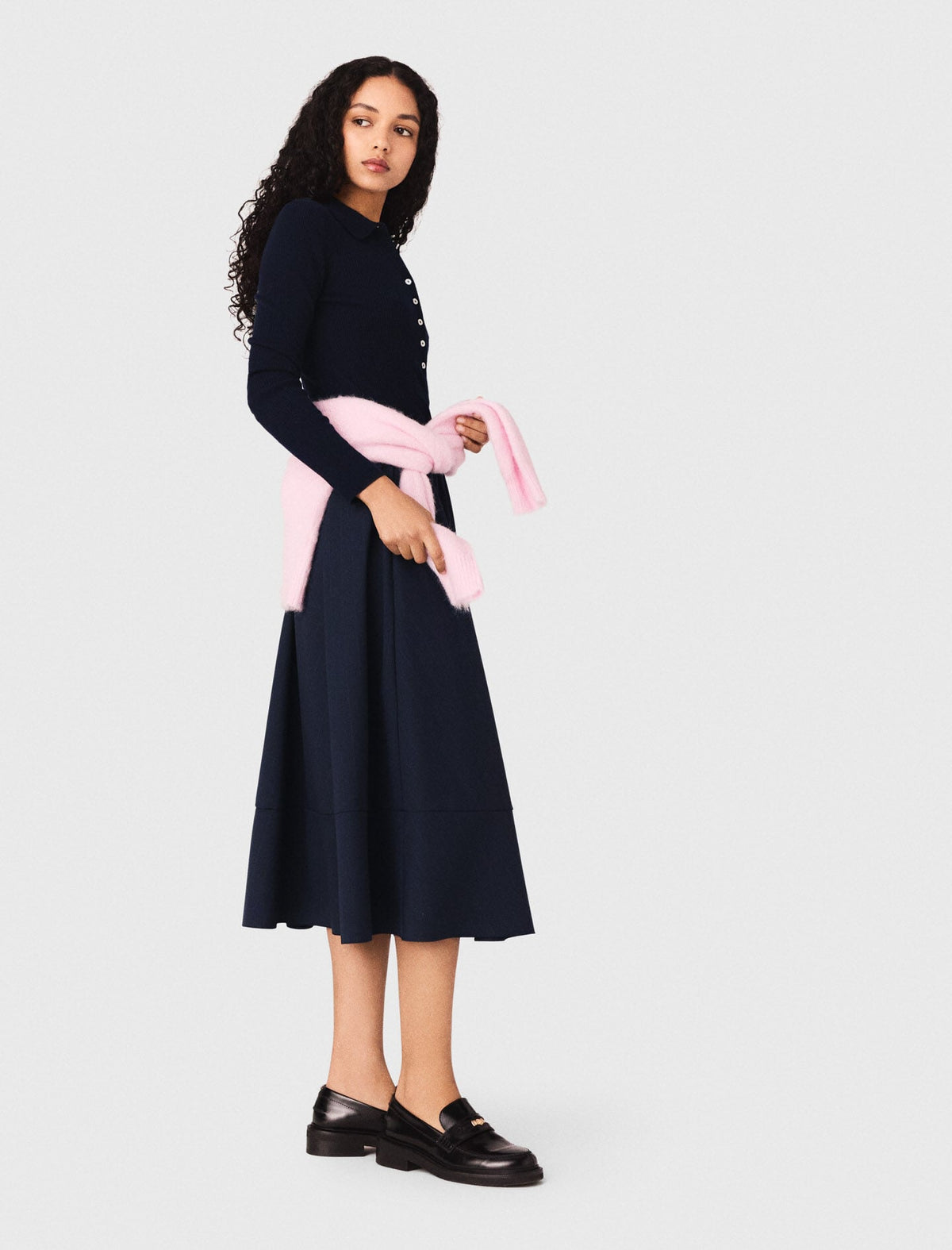 Polo collar ribbed sweater | Maje