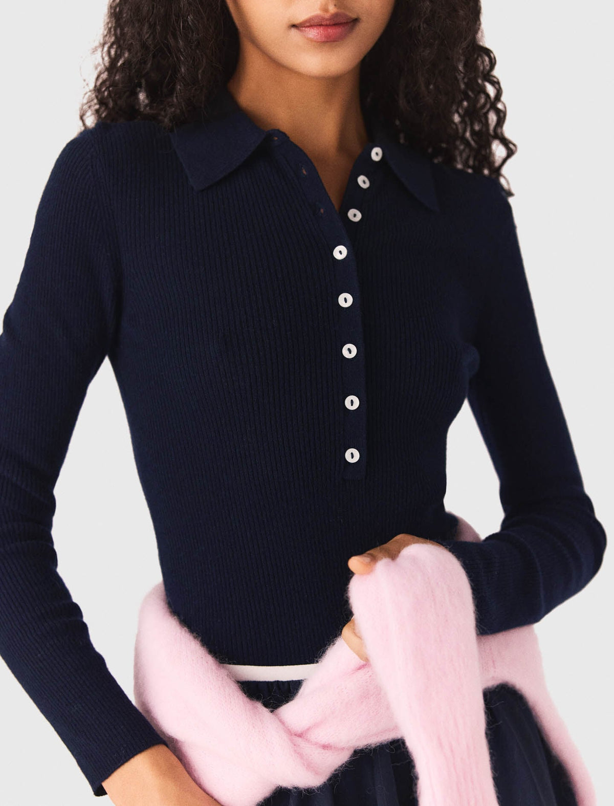 Polo collar ribbed sweater | Maje