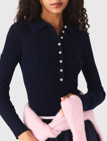 Polo collar ribbed sweater | Maje