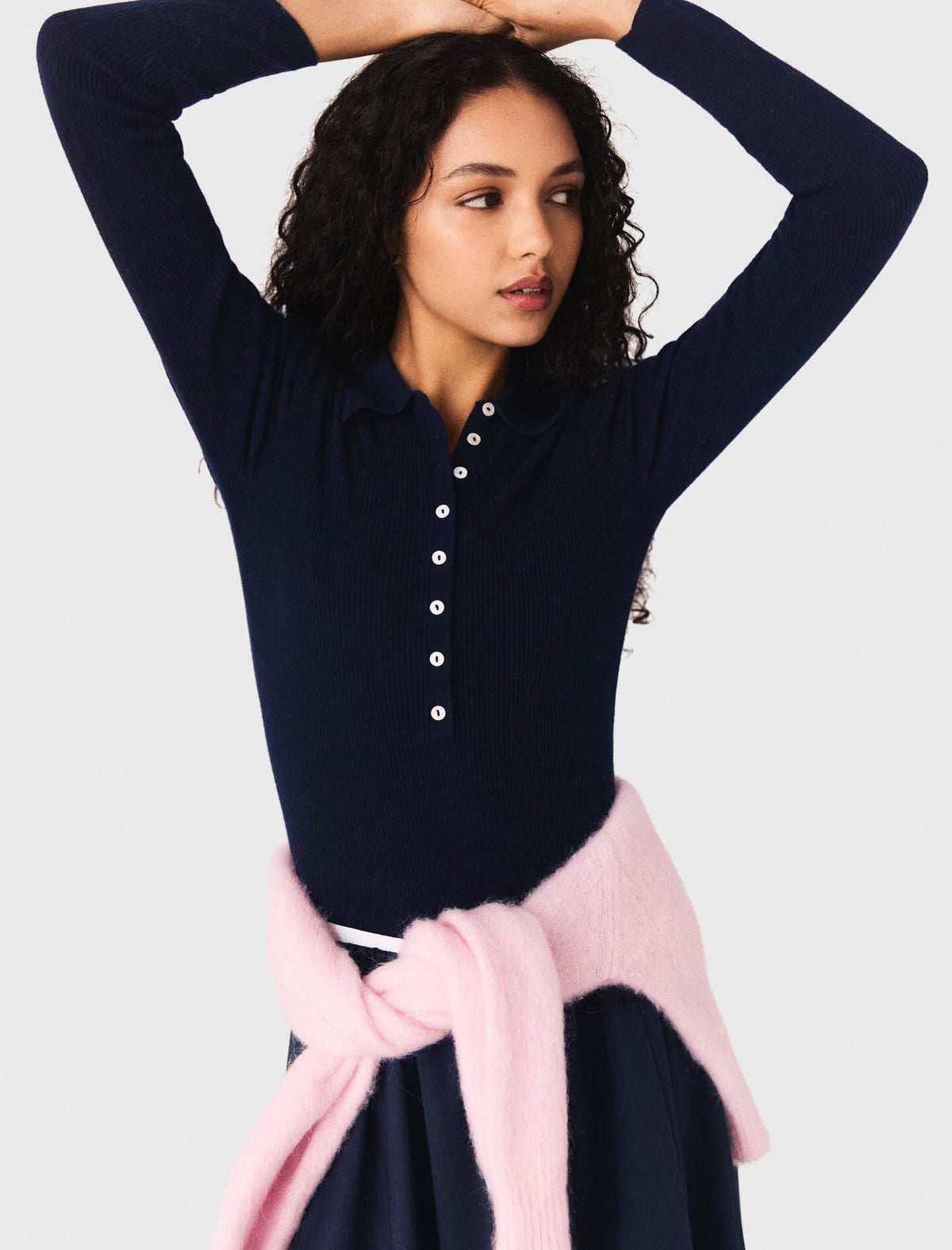 Polo collar ribbed sweater | Maje