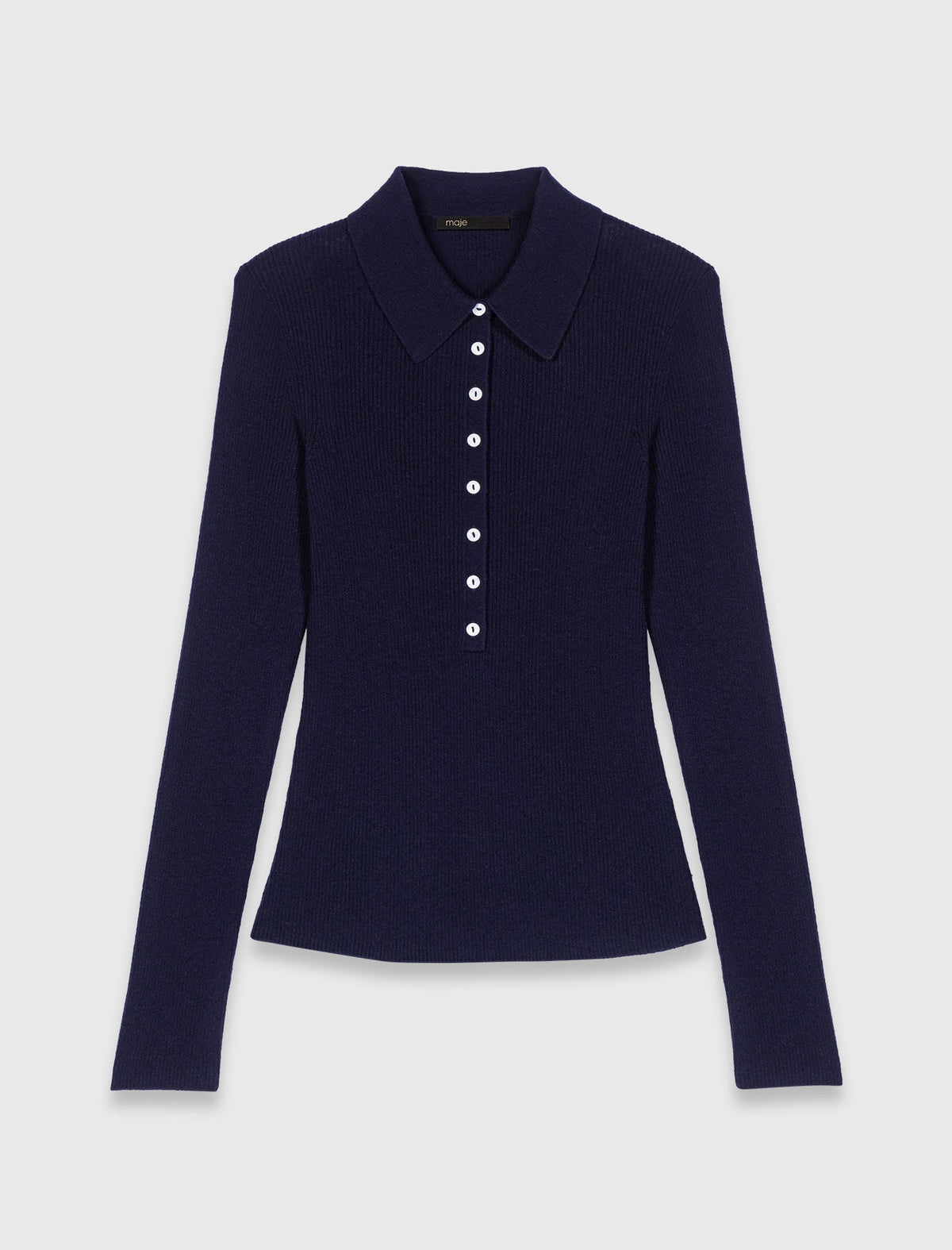 Polo collar ribbed sweater | Maje