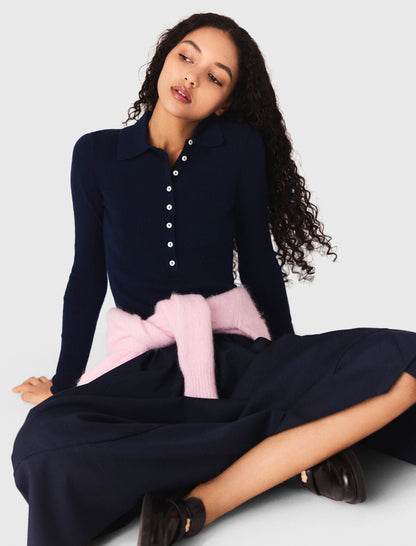 Polo collar ribbed sweater | Maje