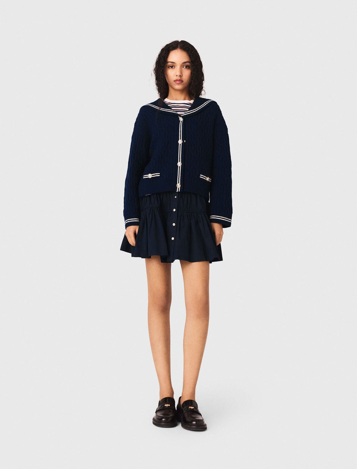 Boat neck cable-knit cardigan | Maje