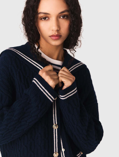 Boat neck cable-knit cardigan | Maje