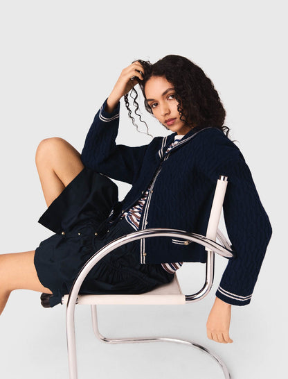 Boat neck cable-knit cardigan | Maje