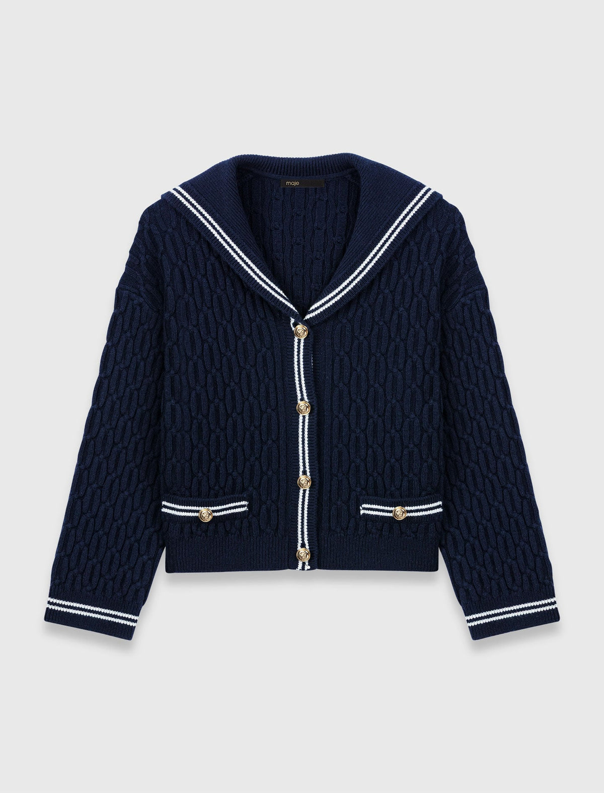 Boat neck cable-knit cardigan | Maje