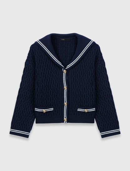Boat neck cable-knit cardigan | Maje