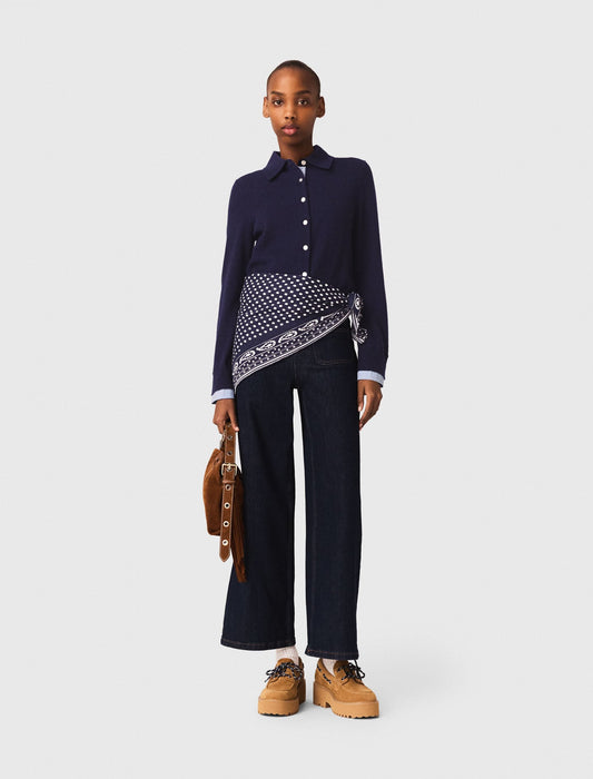 Polo cardigan with removable trims | Maje