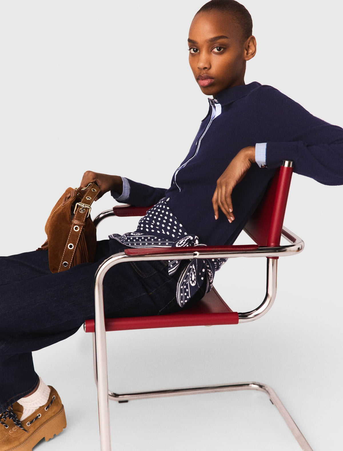 Polo cardigan with removable trims | Maje