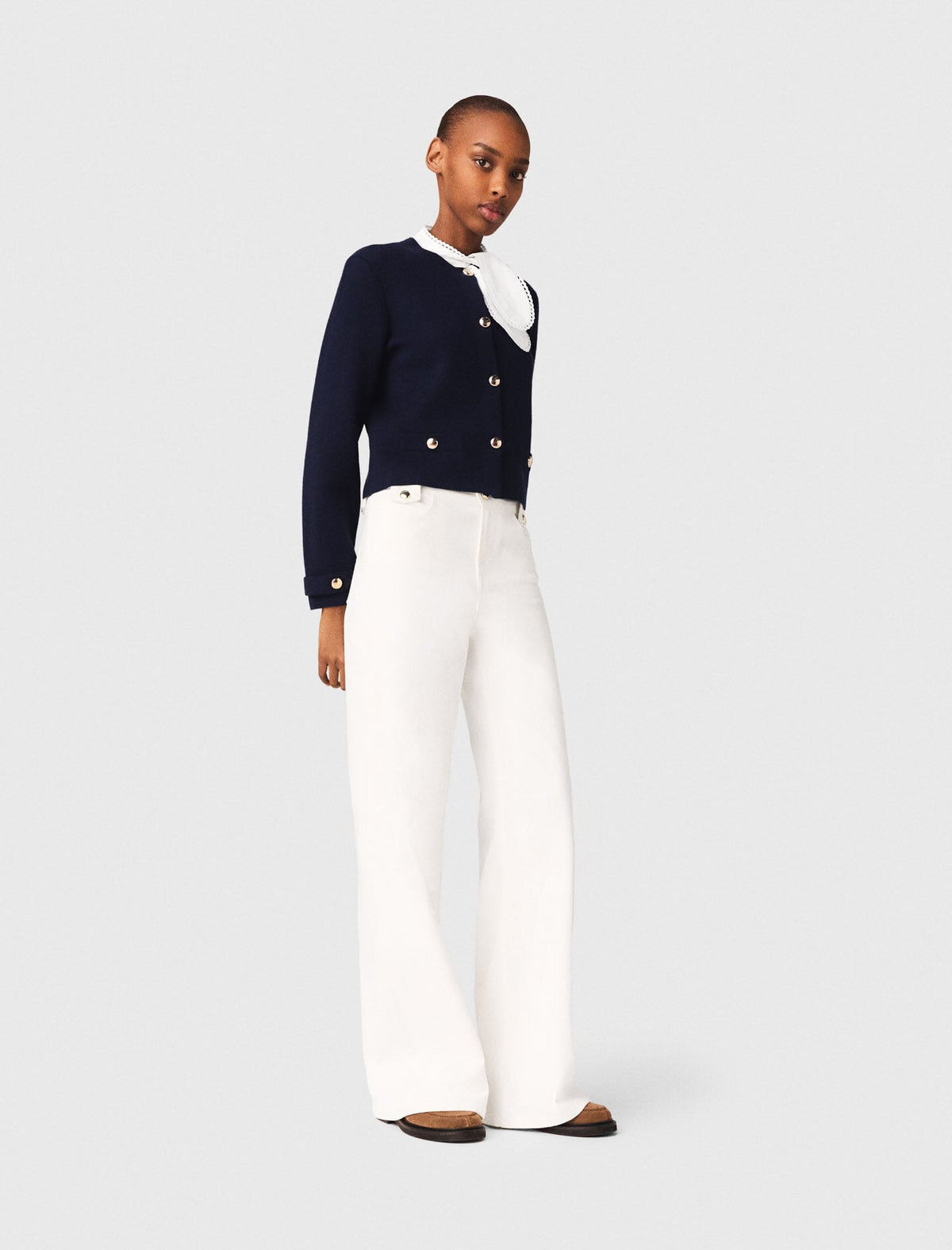 Cardigan with embroidered collar | Maje