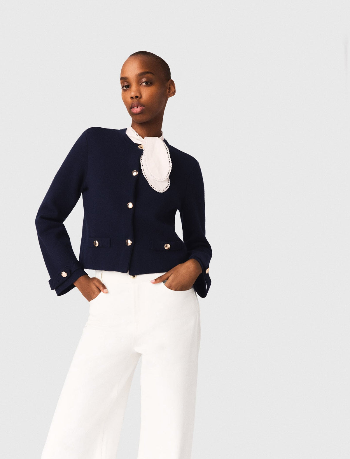 Cardigan with embroidered collar | Maje