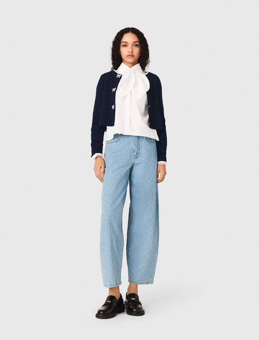 Jewelled bow-button cardigan | Maje
