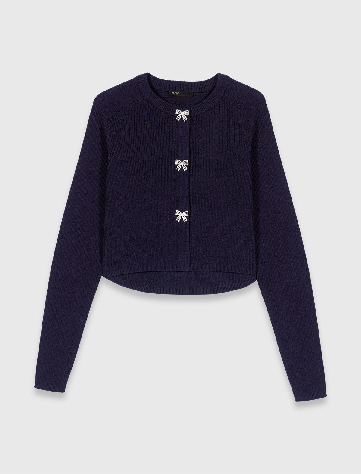Jewelled bow-button cardigan | Maje