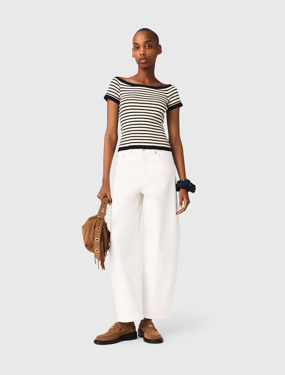 Rib knit top with boat neck | Maje