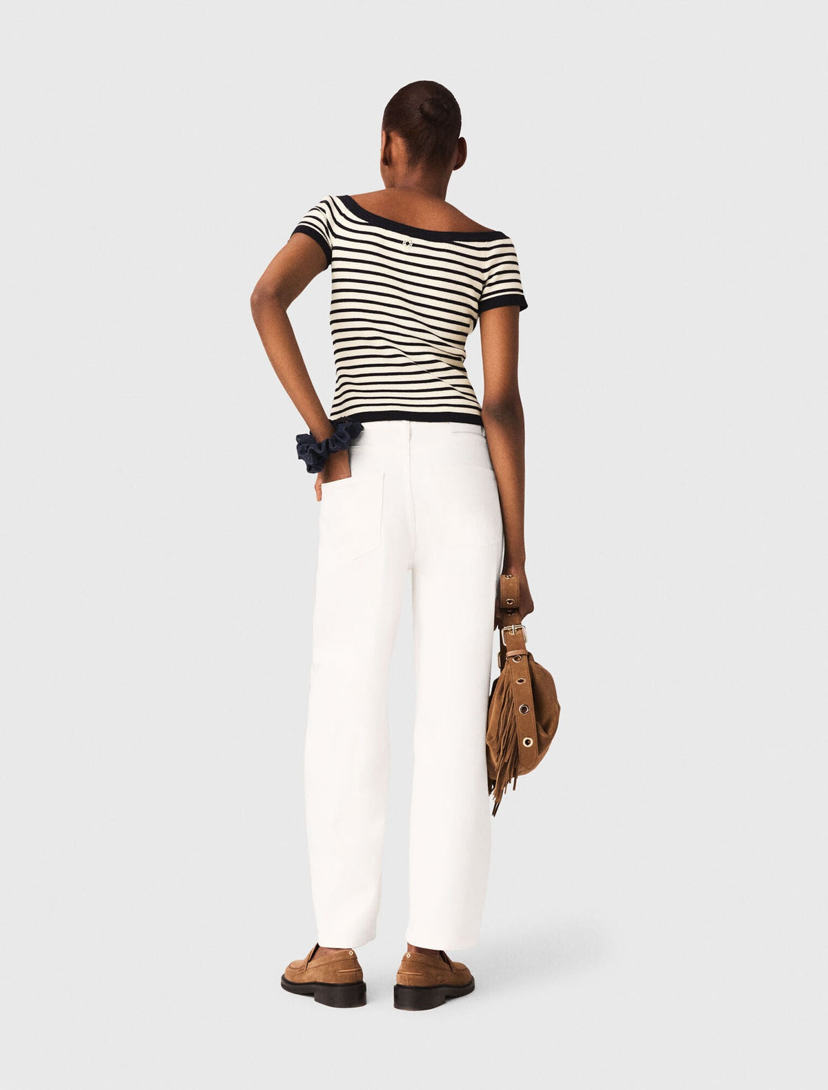 Rib knit top with boat neck | Maje