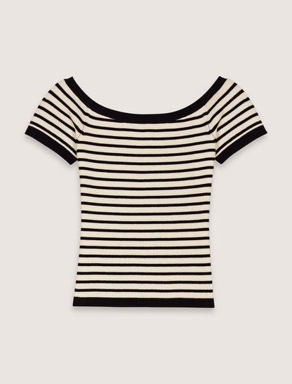Rib knit top with boat neck | Maje
