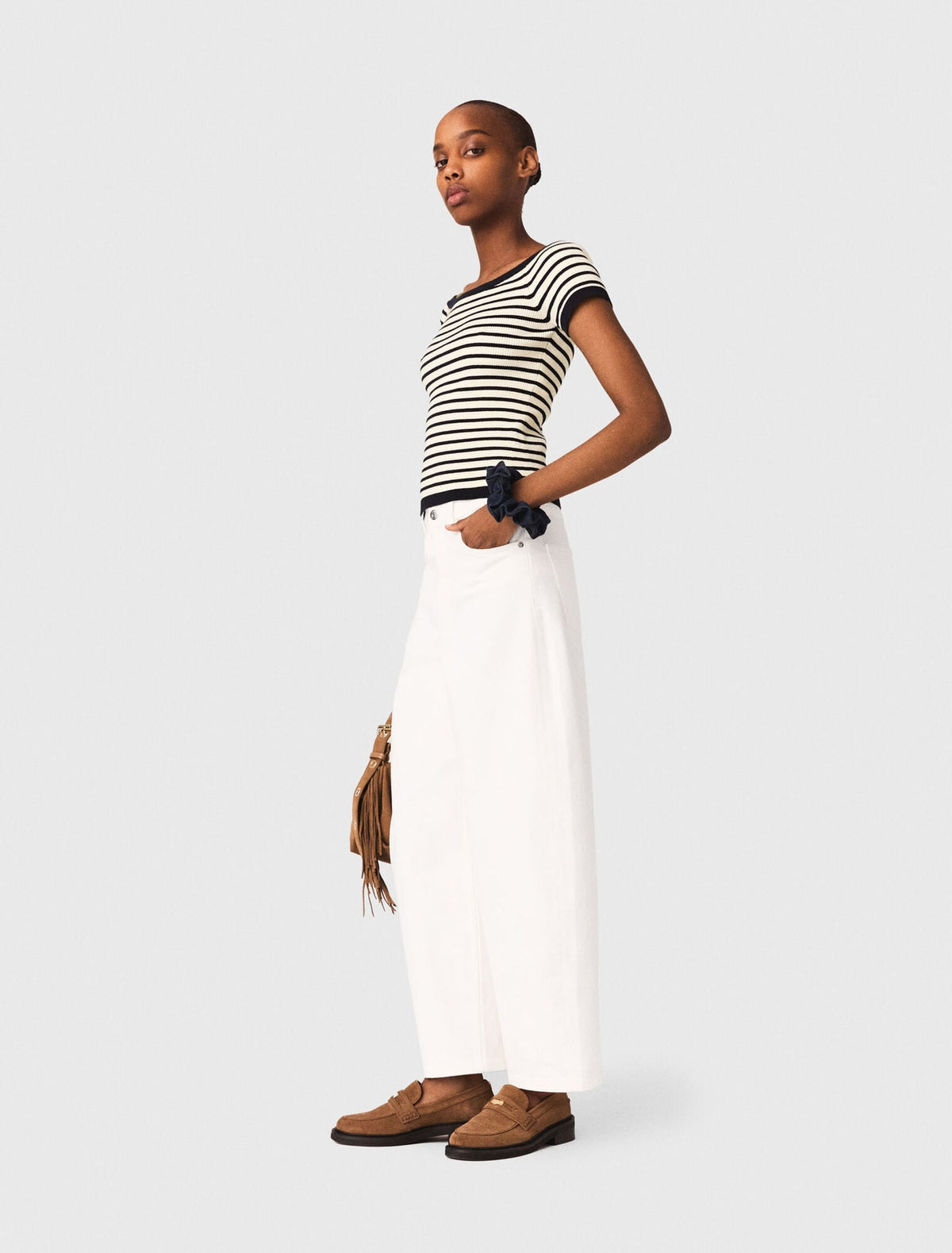 Rib knit top with boat neck | Maje