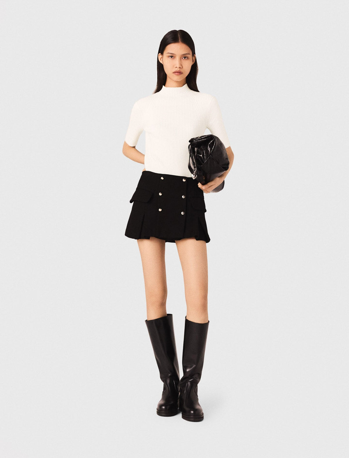 Cotton and silk ribbed top | Maje
