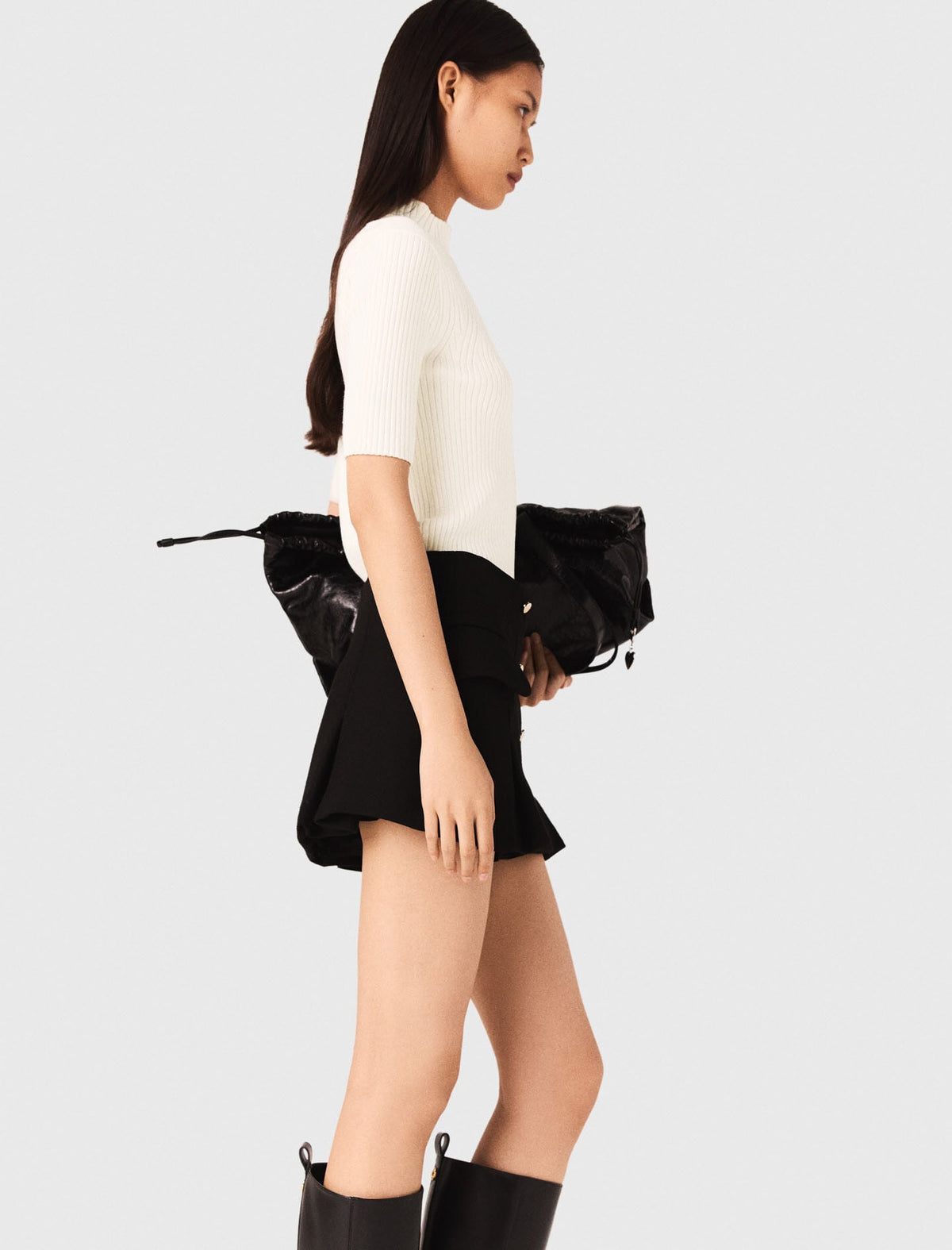 Cotton and silk ribbed top | Maje