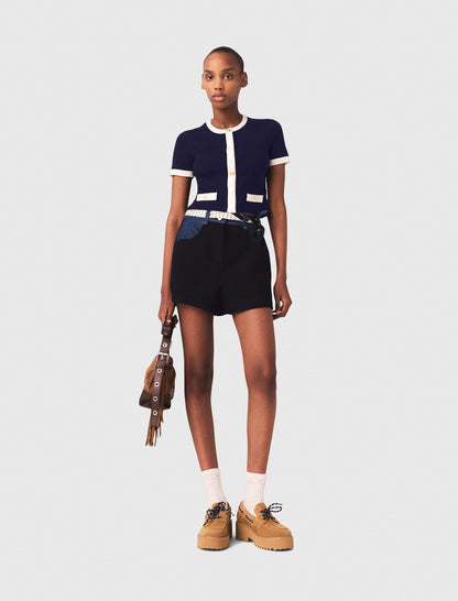 Contrasting cropped cardigan | Maje