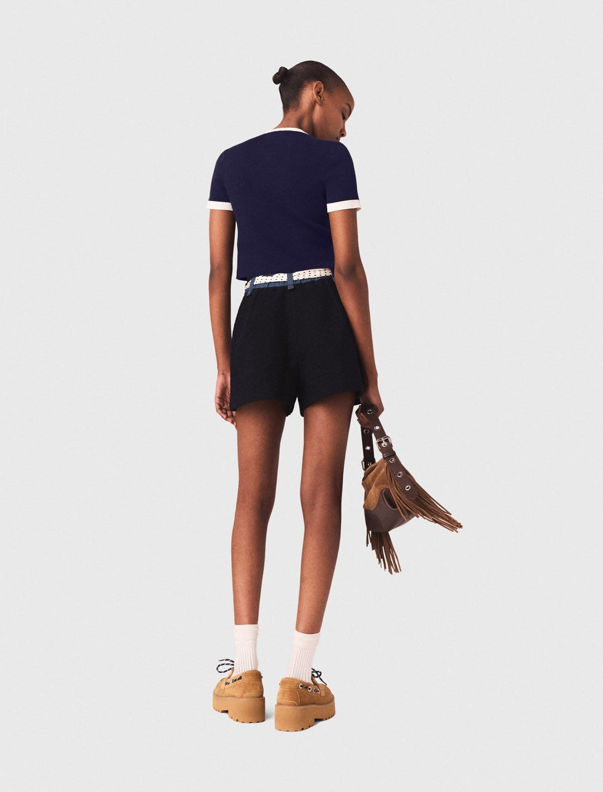 Contrasting cropped cardigan | Maje