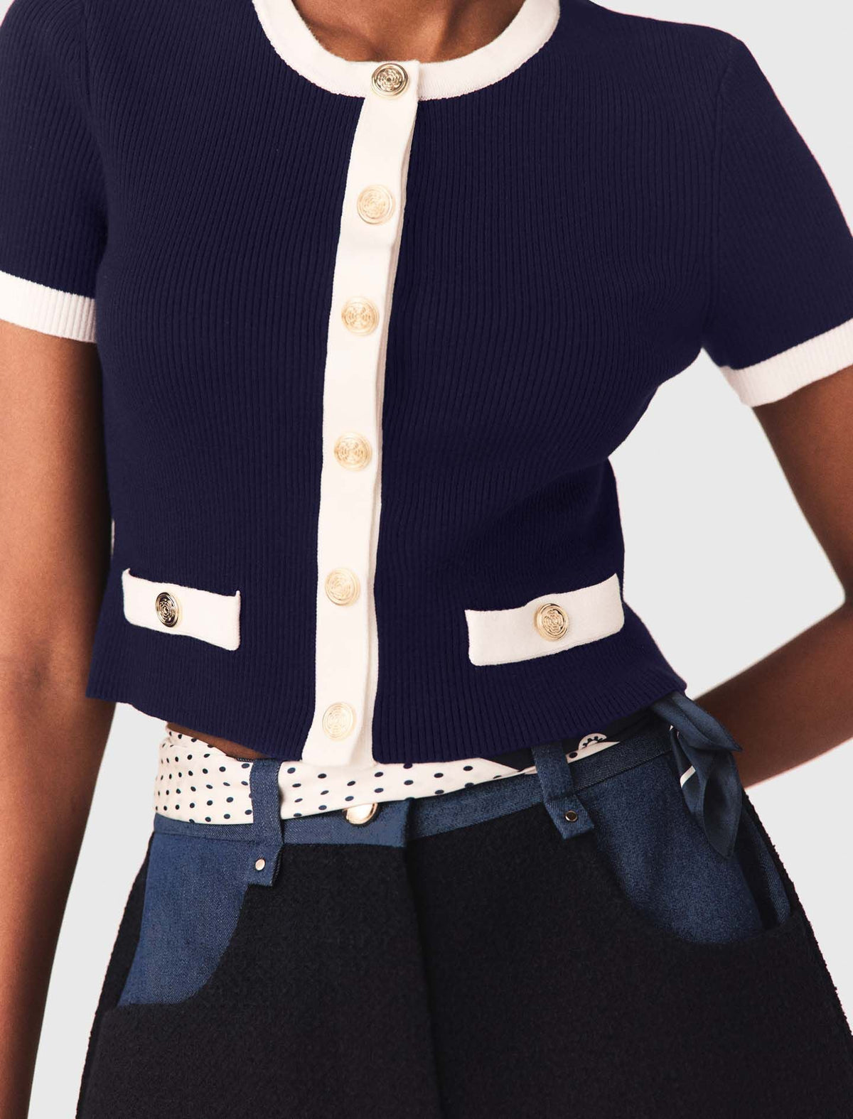 Contrasting cropped cardigan | Maje