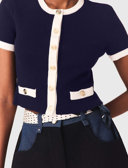 Contrasting cropped cardigan | Maje