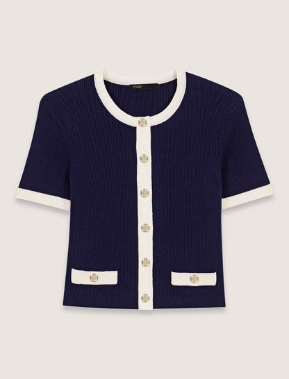 Contrasting cropped cardigan | Maje