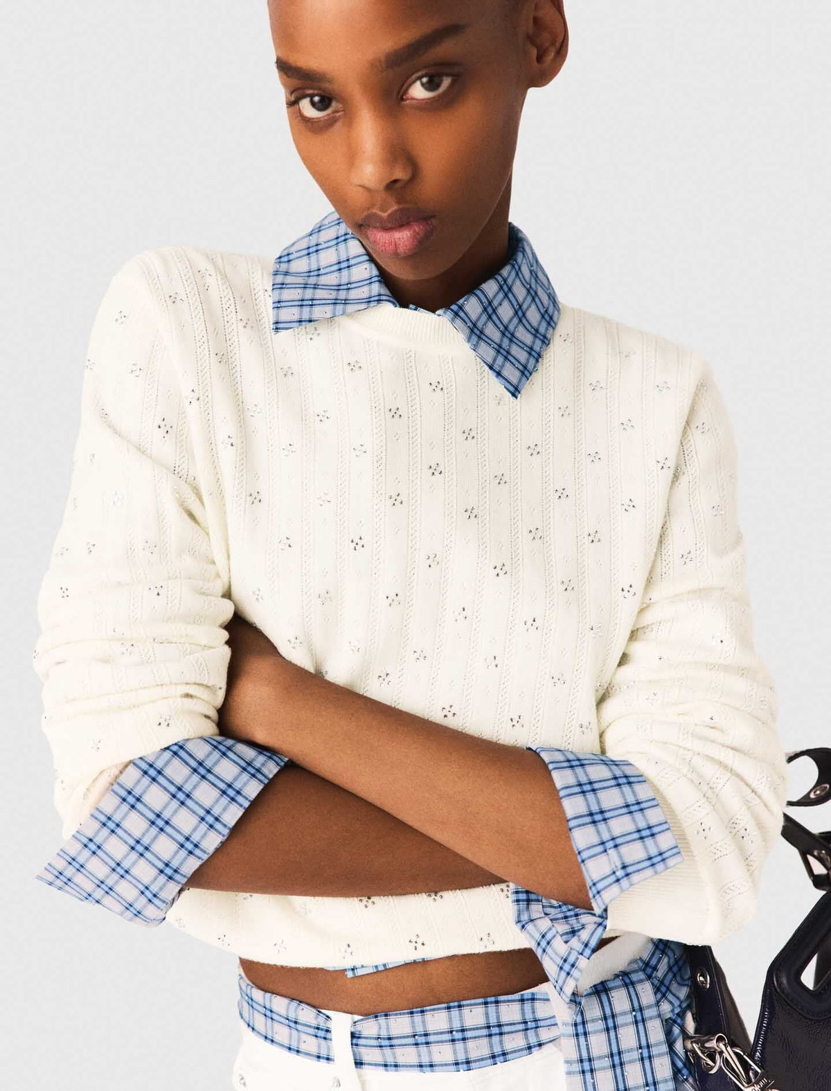 Rhinestone-front cardigan | Maje