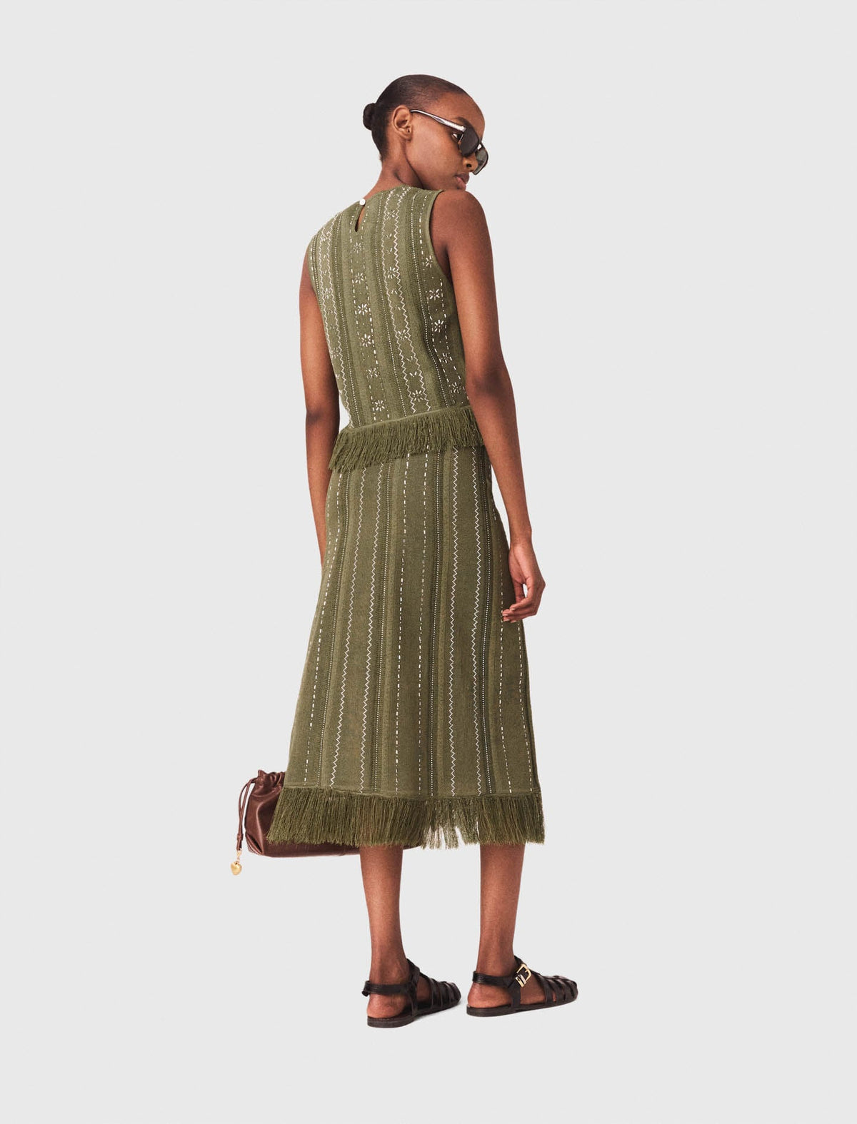 Knit skirt with rhinestone flowers | Maje