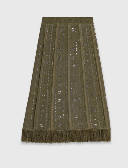 Knit skirt with rhinestone flowers | Maje