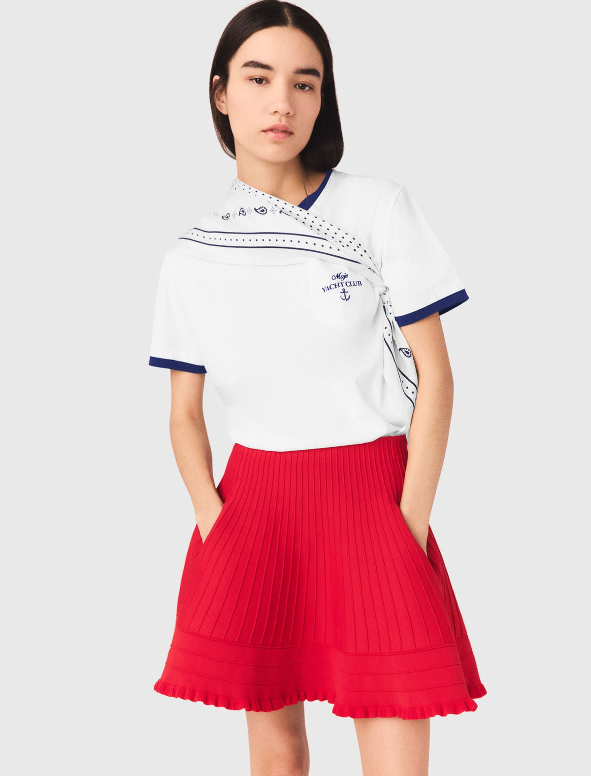 Compact knit short skirt | Maje