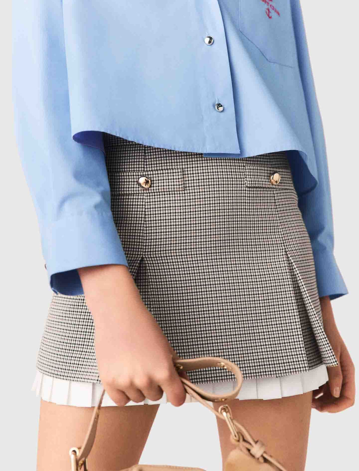 Pleated skirt with poplin details | Maje