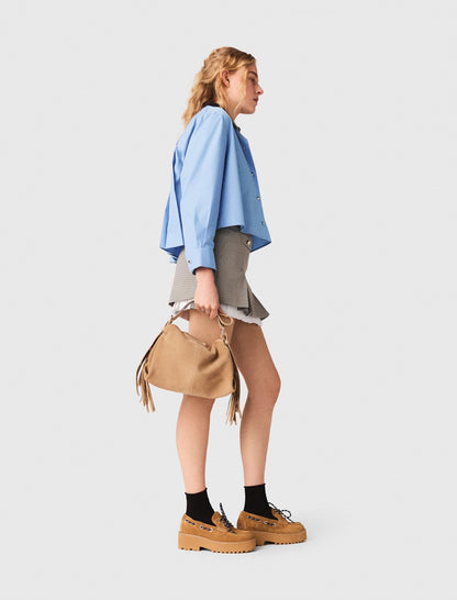 Pleated skirt with poplin details | Maje