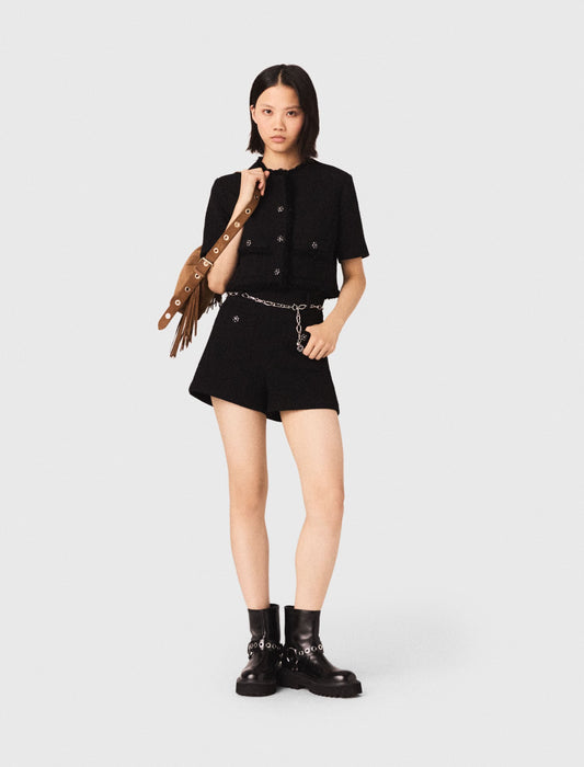 Shiny tweed shorts | Maje