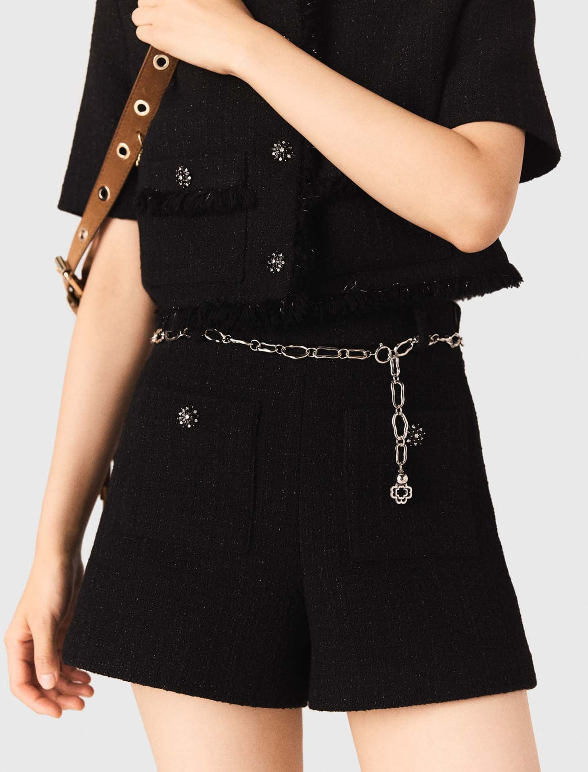 Shiny tweed shorts | Maje