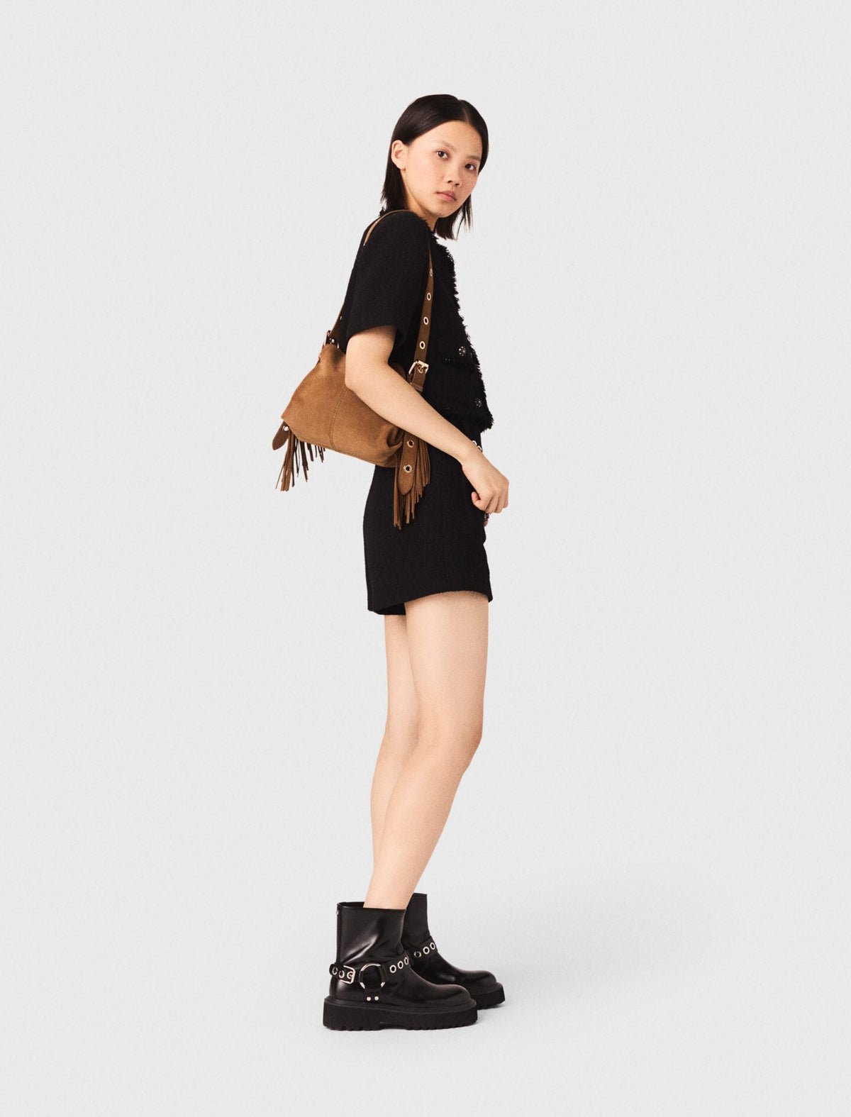 Shiny tweed shorts | Maje