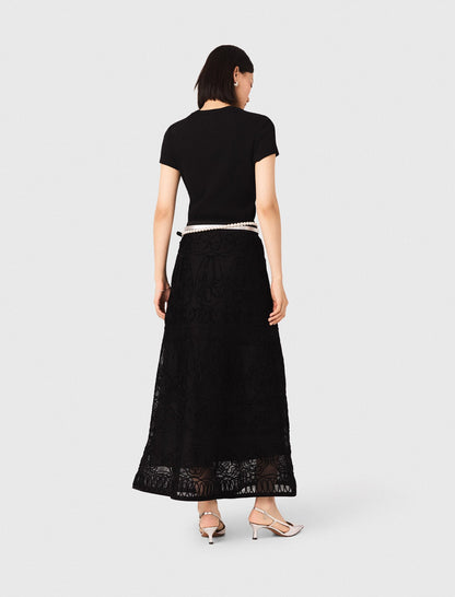 Embroidered basket-weave knit skirt | Maje