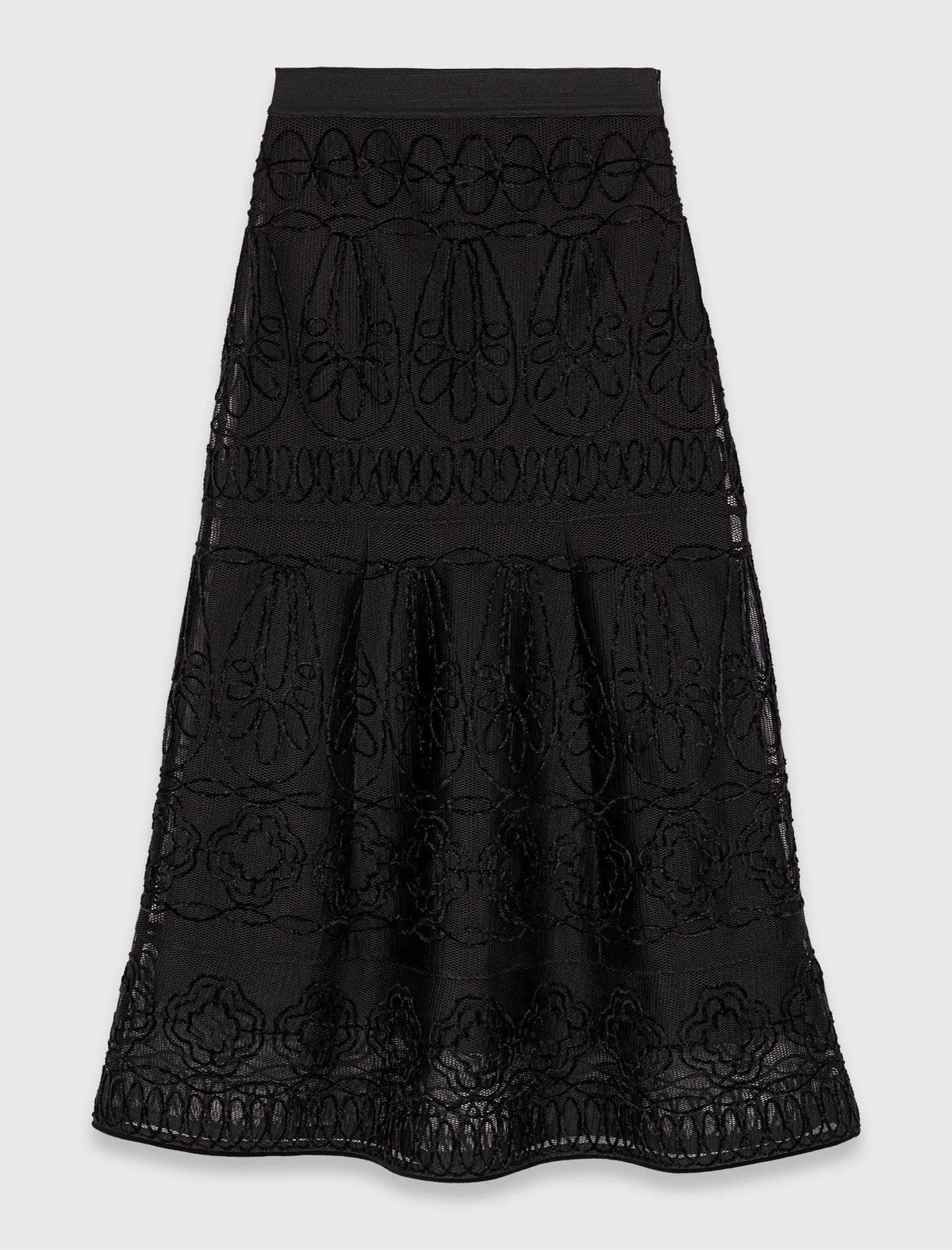 Embroidered basket-weave knit skirt | Maje