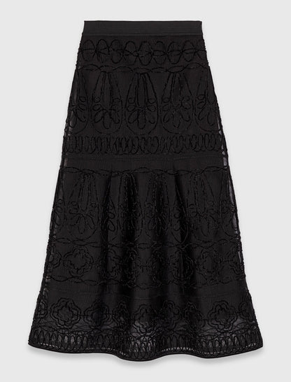 Embroidered basket-weave knit skirt | Maje