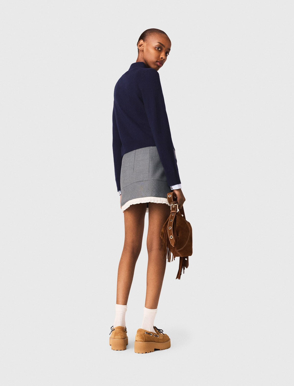 A-line poplin skirt with ruffle | Maje