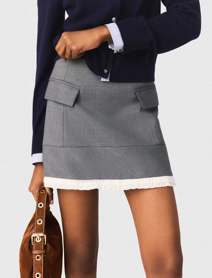 A-line poplin skirt with ruffle | Maje