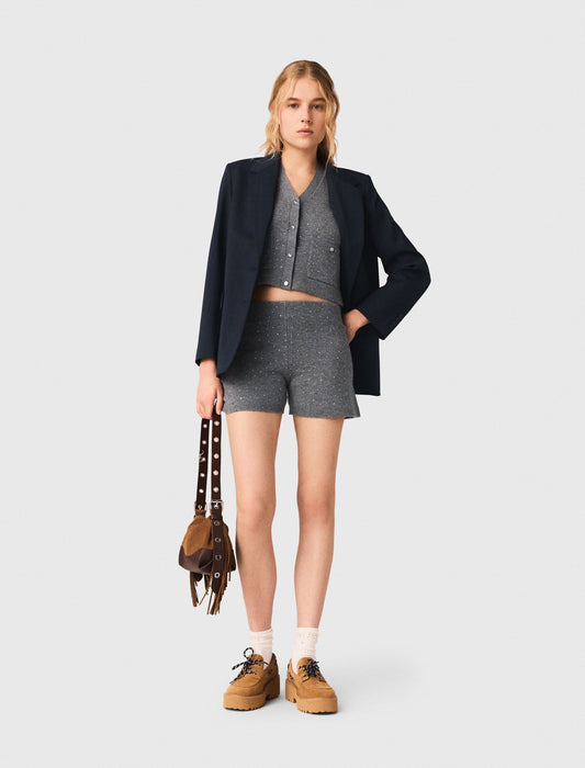 Knit shorts with rhinestones | Maje