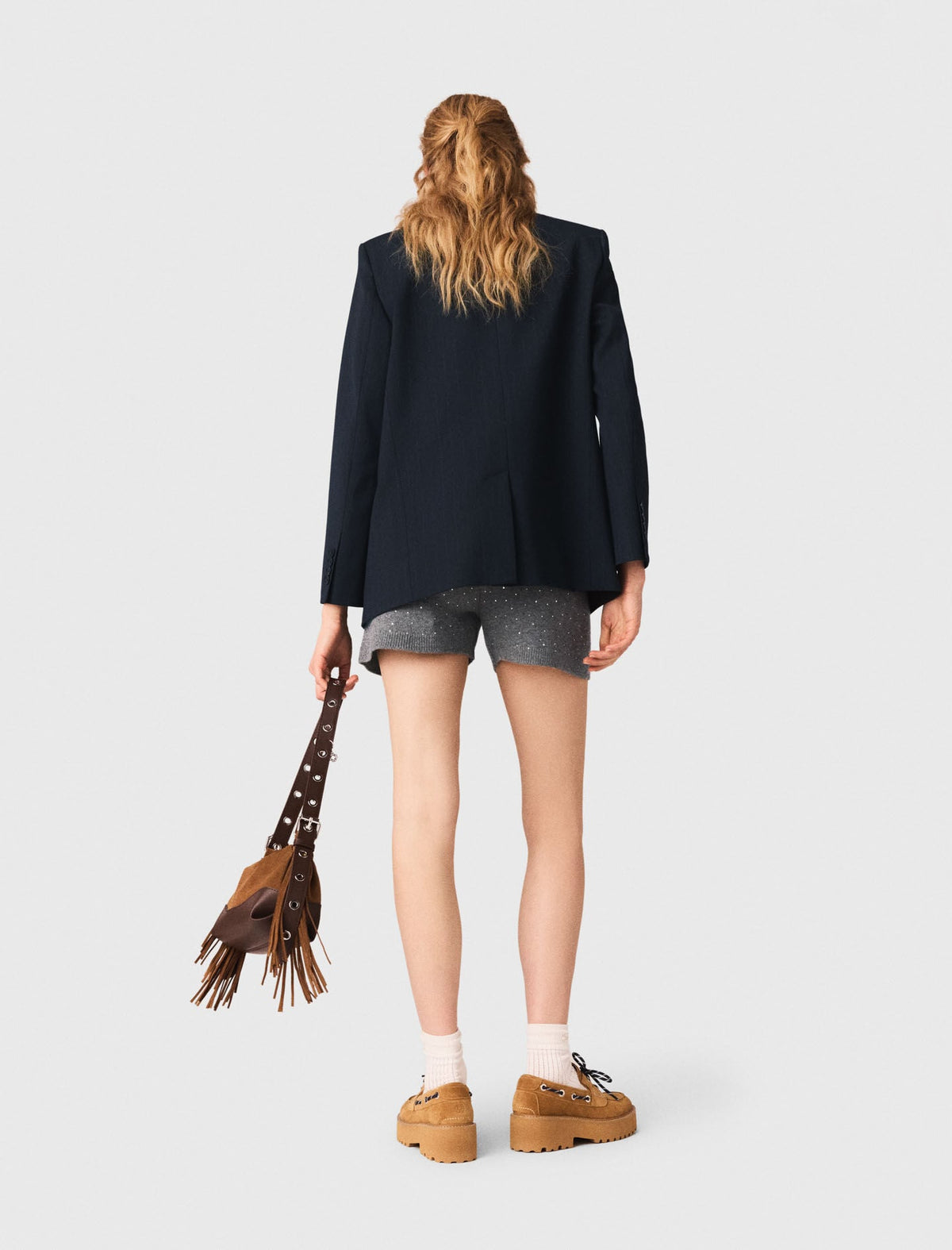 Knit shorts with rhinestones | Maje