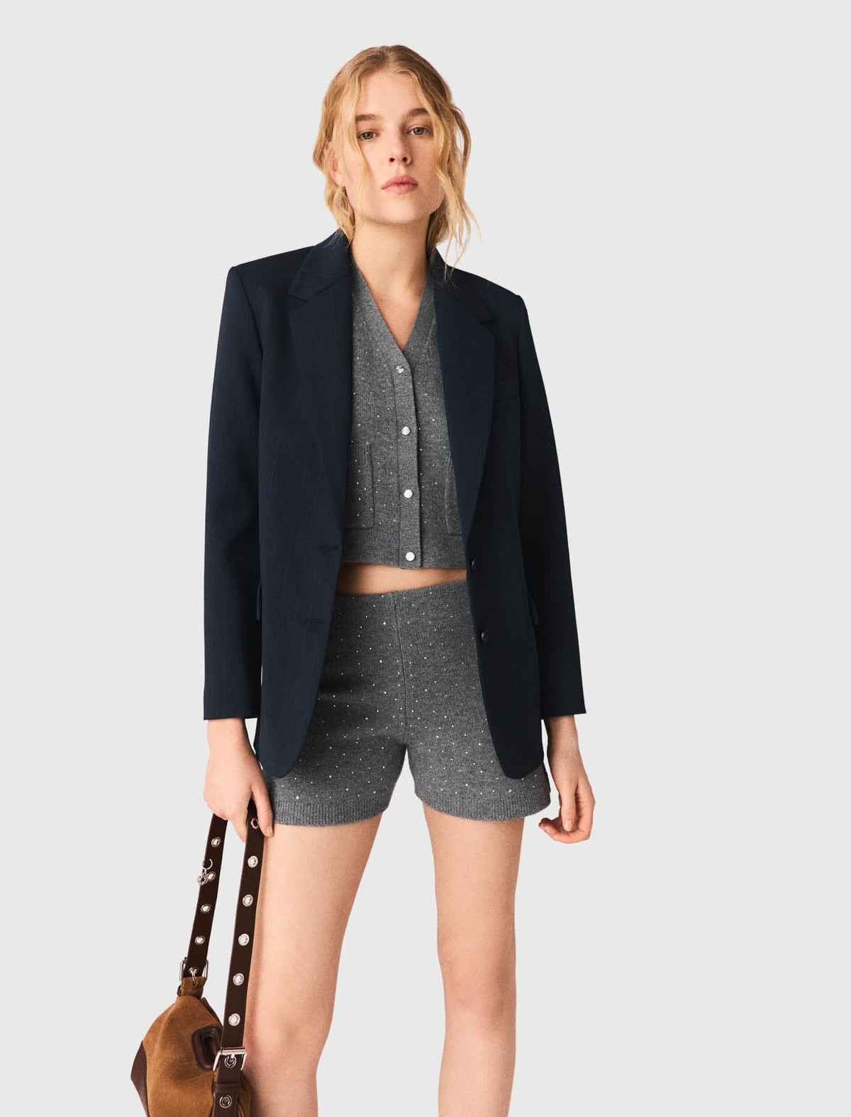 Knit shorts with rhinestones | Maje