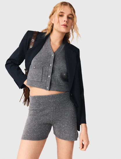 Knit shorts with rhinestones | Maje